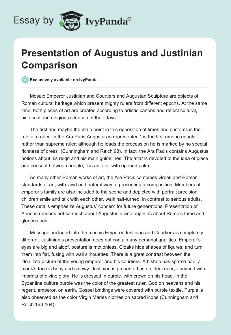 Presentation of Augustus and Justinian Comparison. Page 1