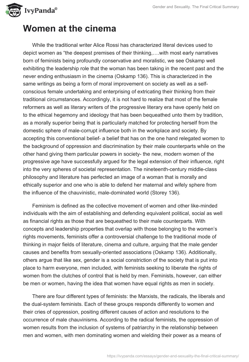 Gender and Sexuality. The Final Critical Summary. Page 2