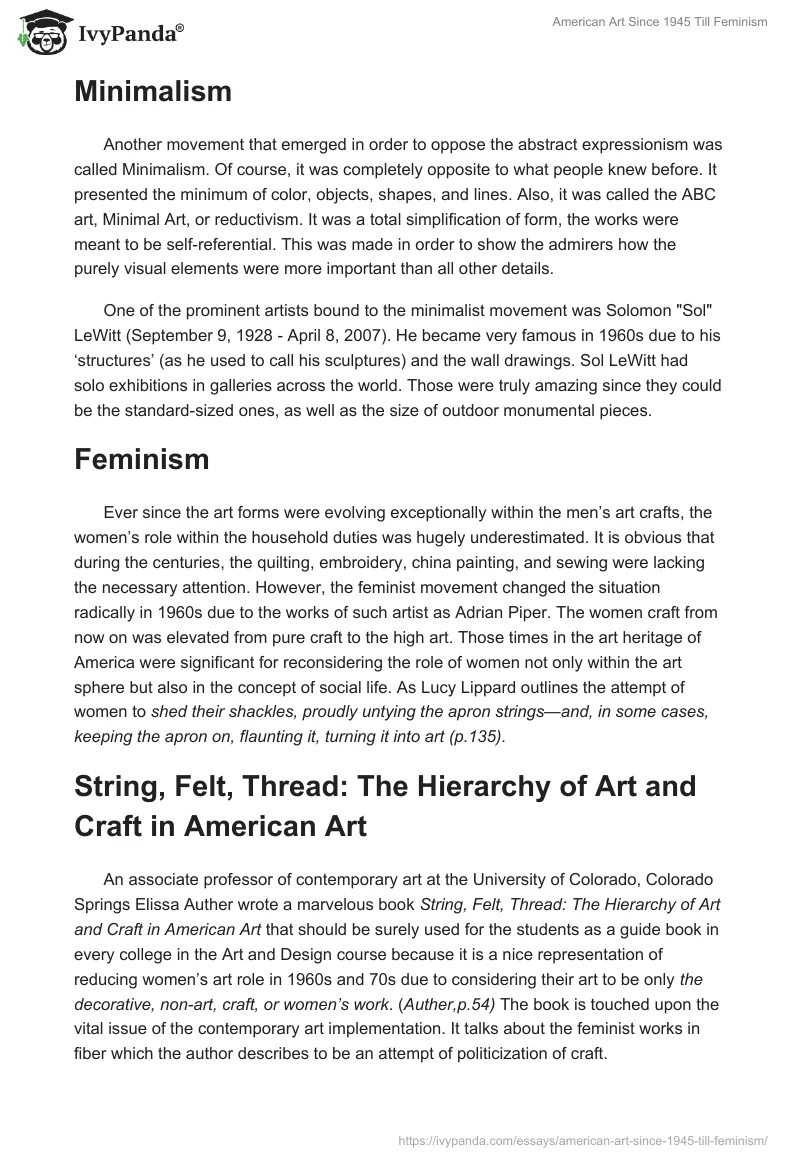 American Art Since 1945 Till Feminism. Page 3