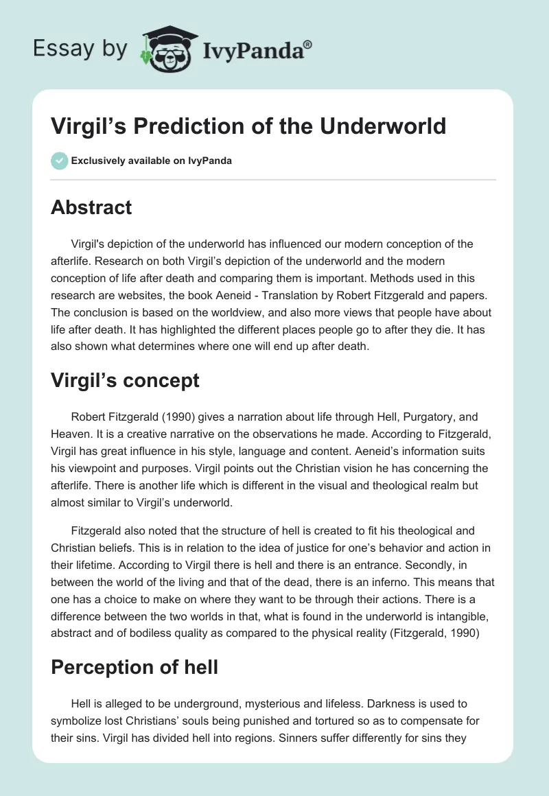 Virgil’s Prediction of the Underworld. Page 1