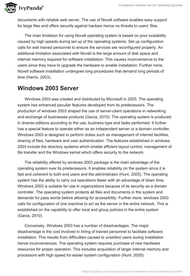 Comparison between Server Operating Systems. Page 3