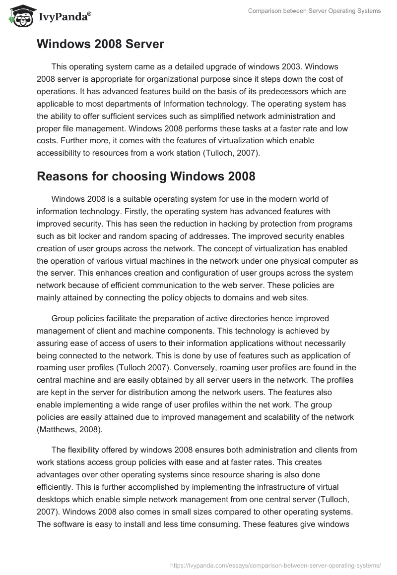 Comparison between Server Operating Systems. Page 4