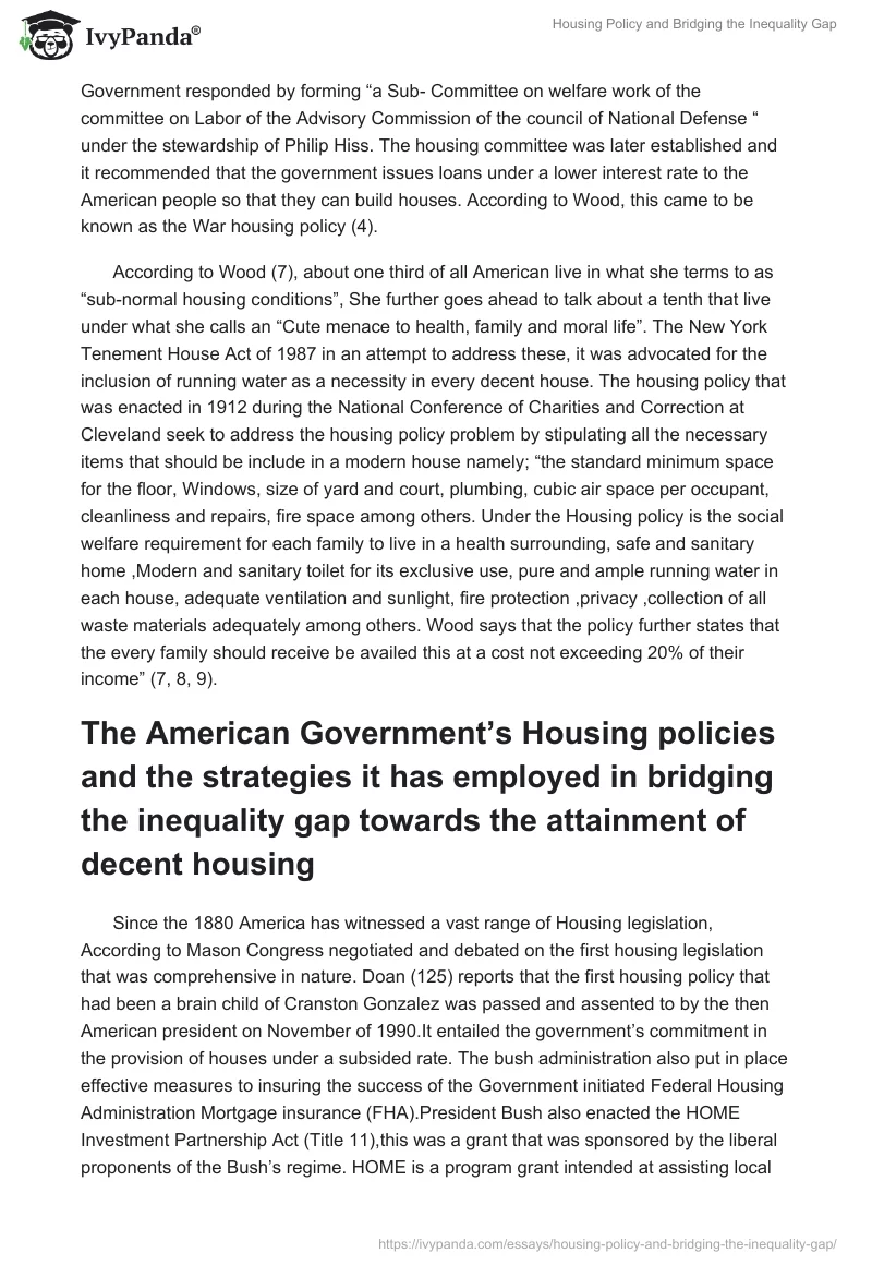 Housing Policy and Bridging the Inequality Gap. Page 2