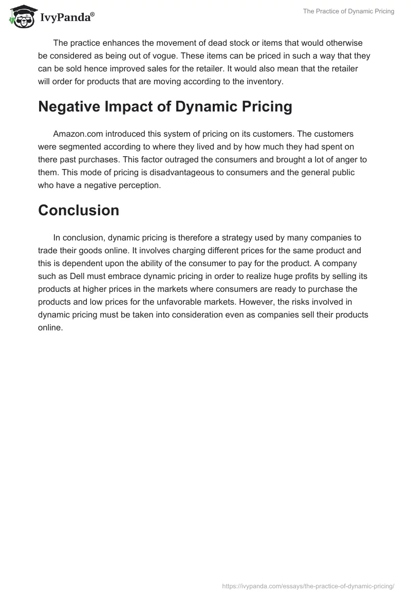 The Practice of Dynamic Pricing. Page 2