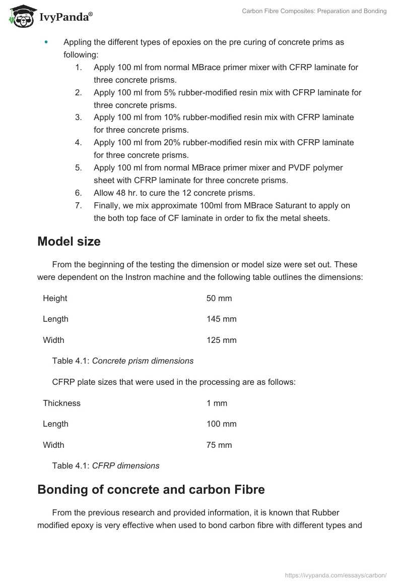 Carbon Fibre Composites: Preparation and Bonding. Page 5