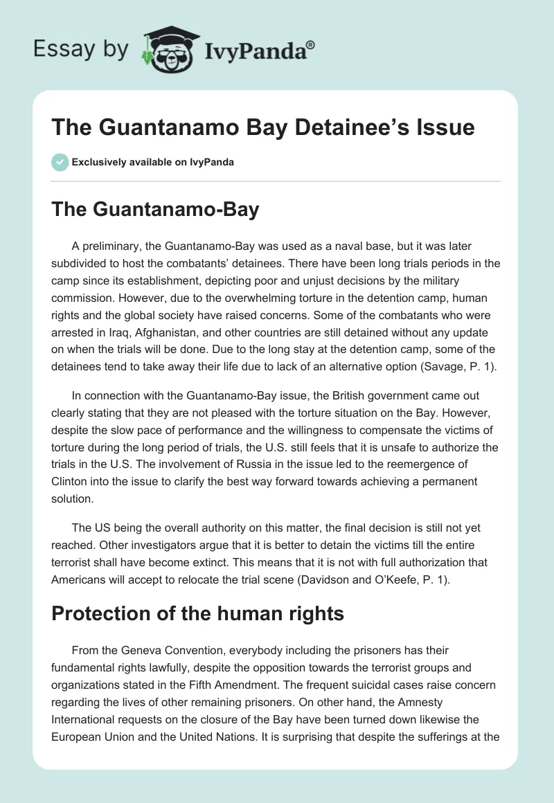 The Guantanamo Bay Detainee’s Issue. Page 1