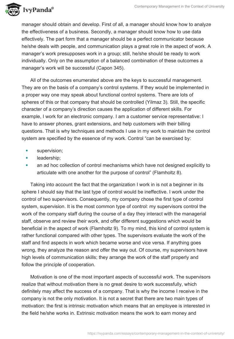 Contemporary Management in the Context of University. Page 2