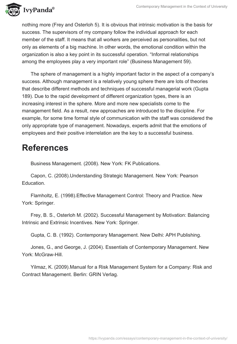 Contemporary Management in the Context of University. Page 3