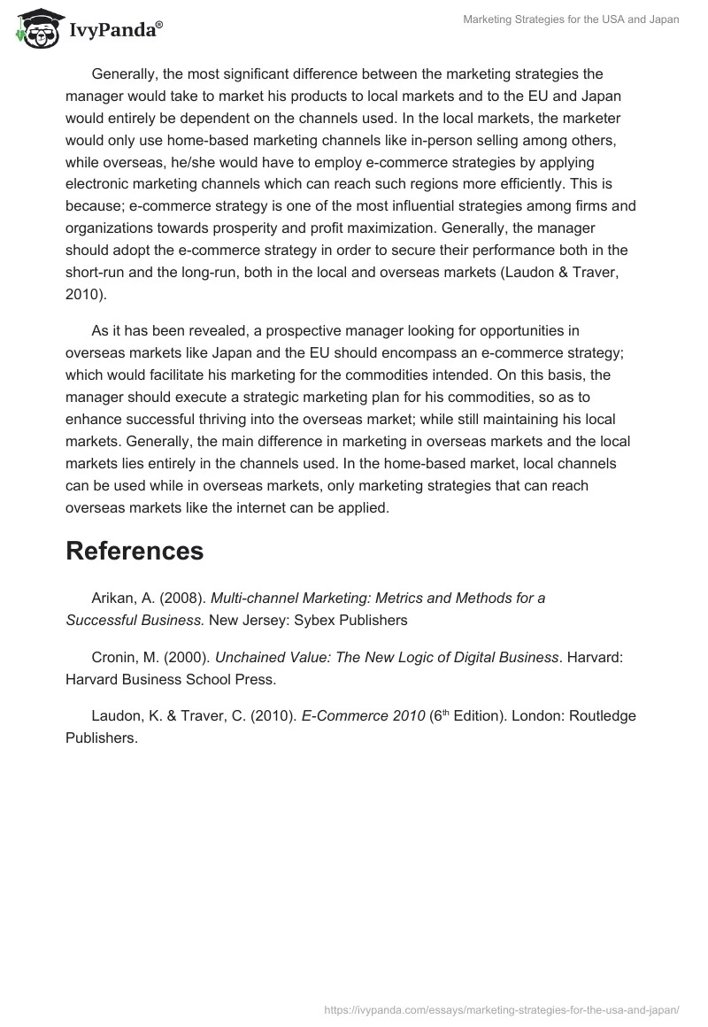 Marketing Strategies for the USA and Japan. Page 2
