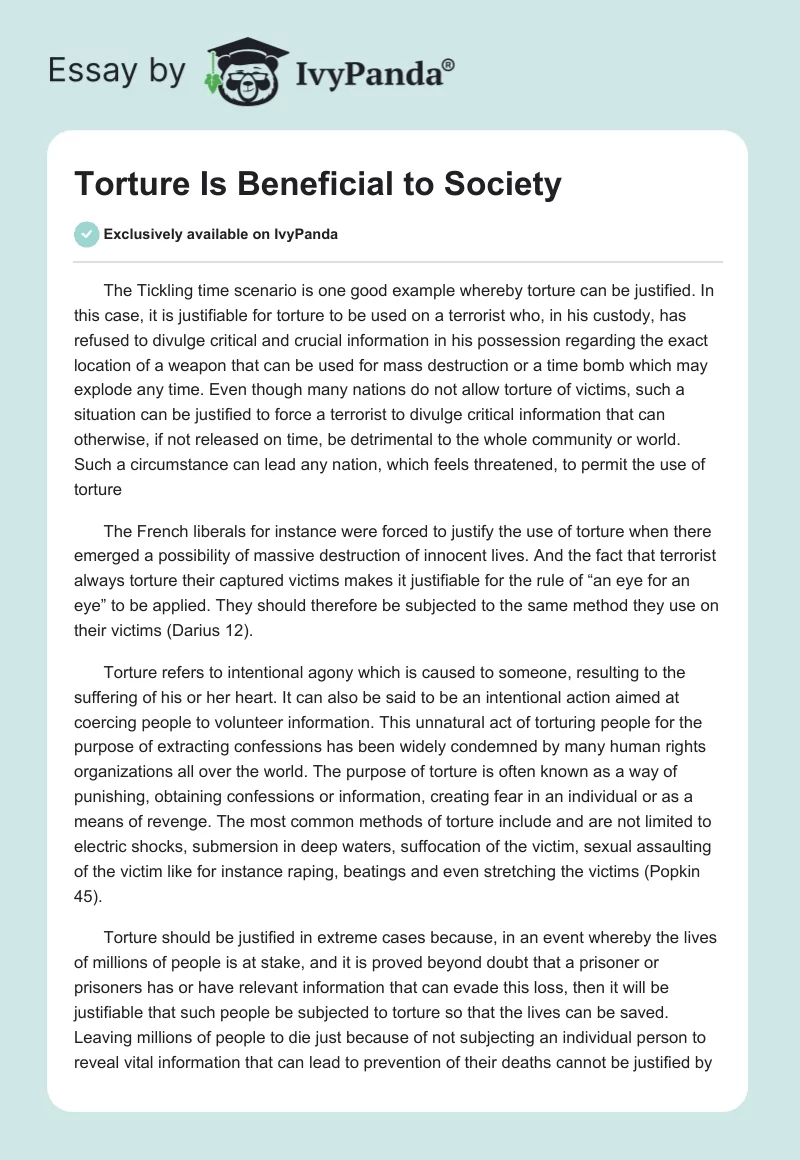 Torture Is Beneficial to Society. Page 1