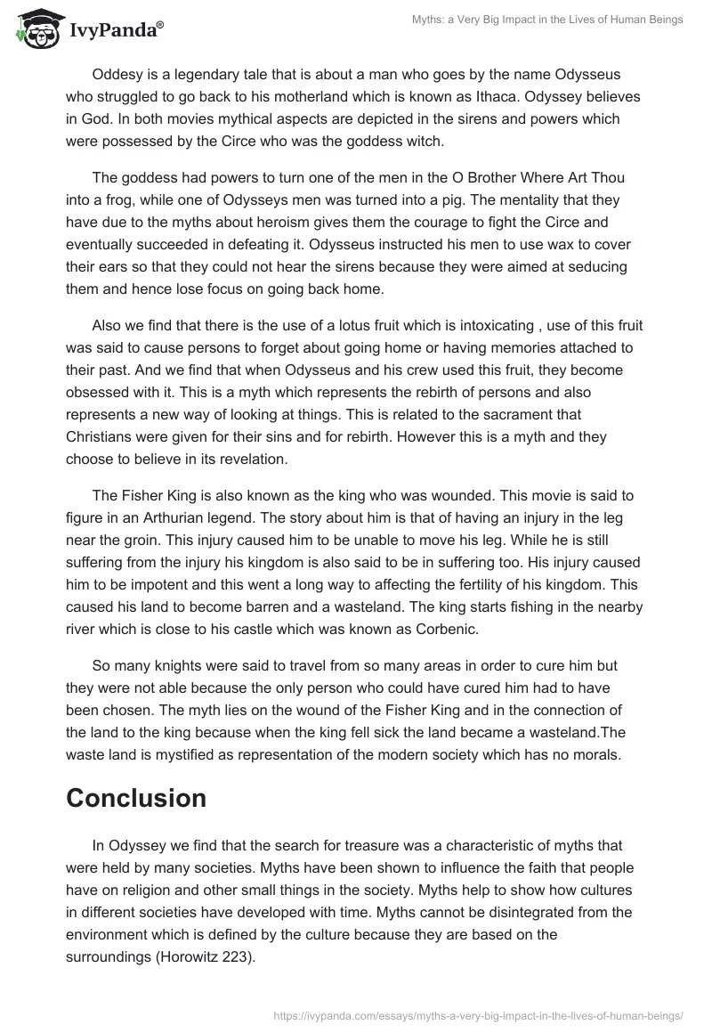 Myths: a Very Big Impact in the Lives of Human Beings. Page 3