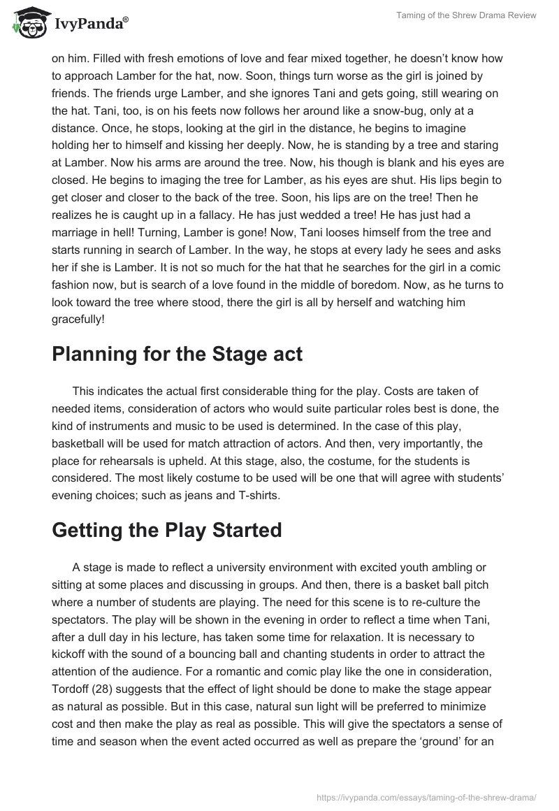 "Taming of the Shrew" Drama Review. Page 2
