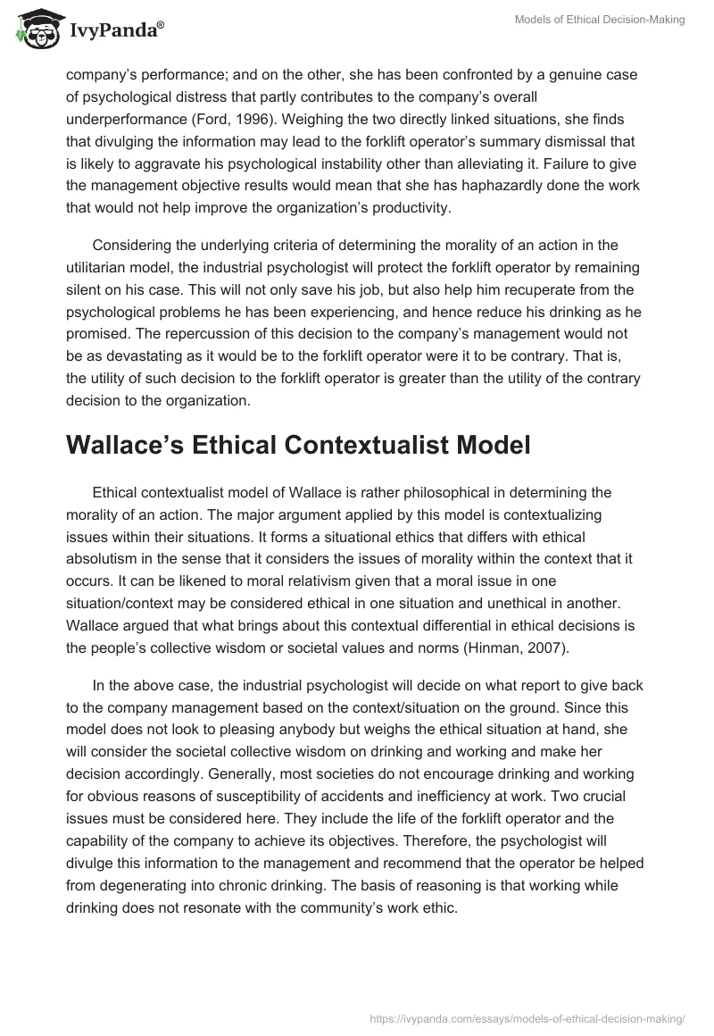 Models of Ethical Decision-Making. Page 2