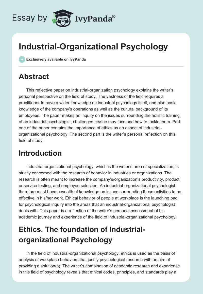 Industrial-Organizational Psychology. Page 1