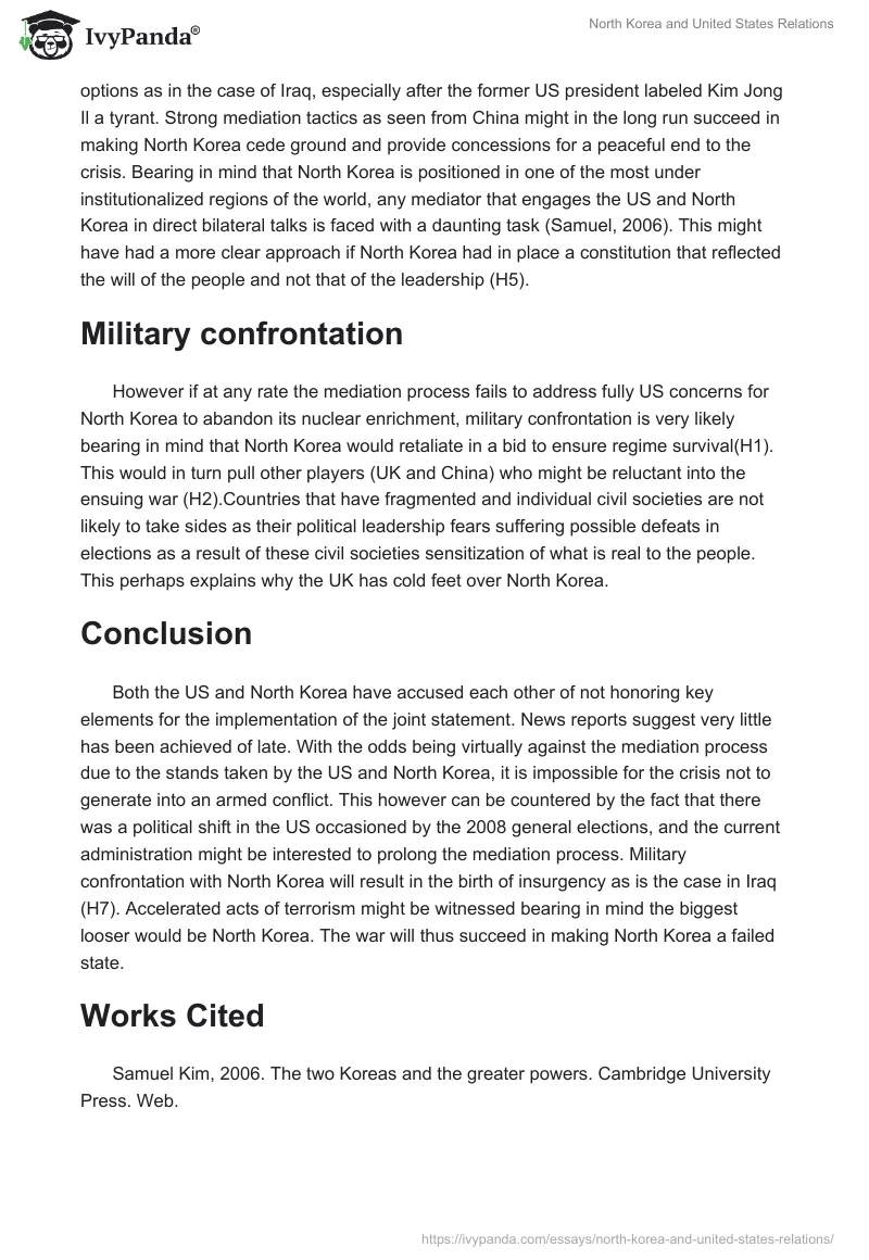 North Korea and United States Relations. Page 2