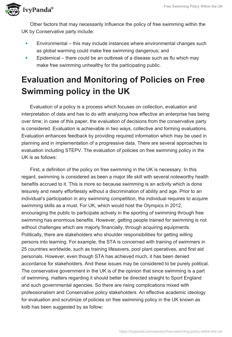 Free Swimming Policy Within the UK. Page 3