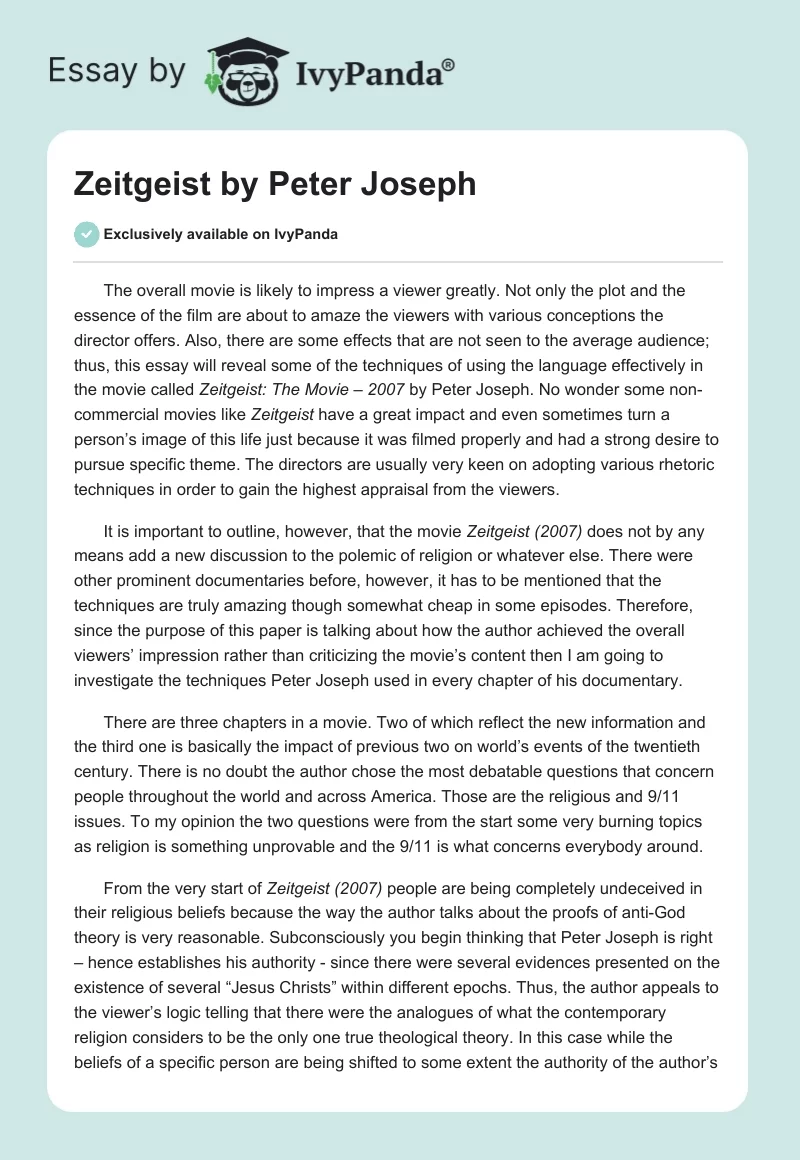 Zeitgeist by Peter Joseph. Page 1