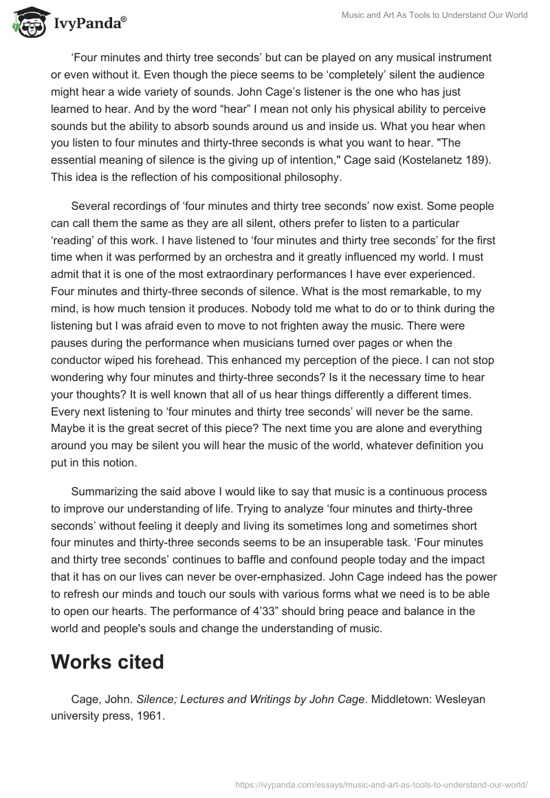 Music and Art As Tools to Understand Our World. Page 3