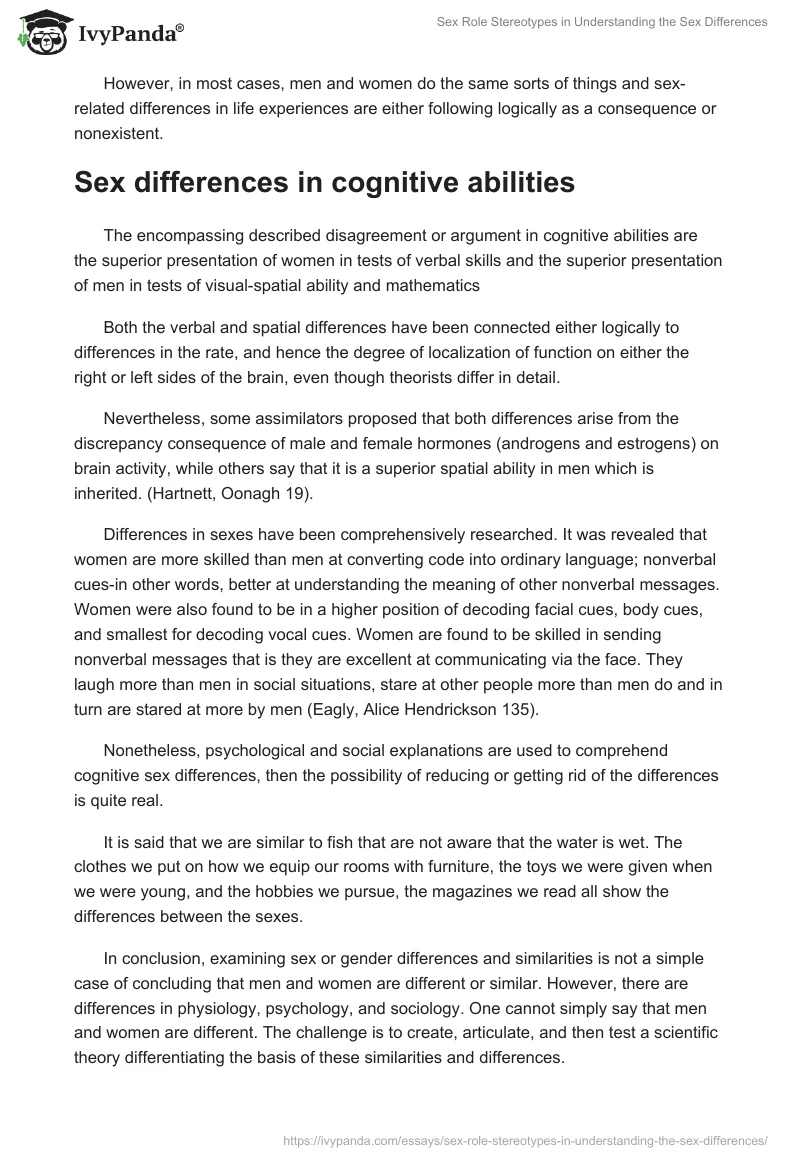 Sex Role Stereotypes in Understanding the Sex Differences. Page 2