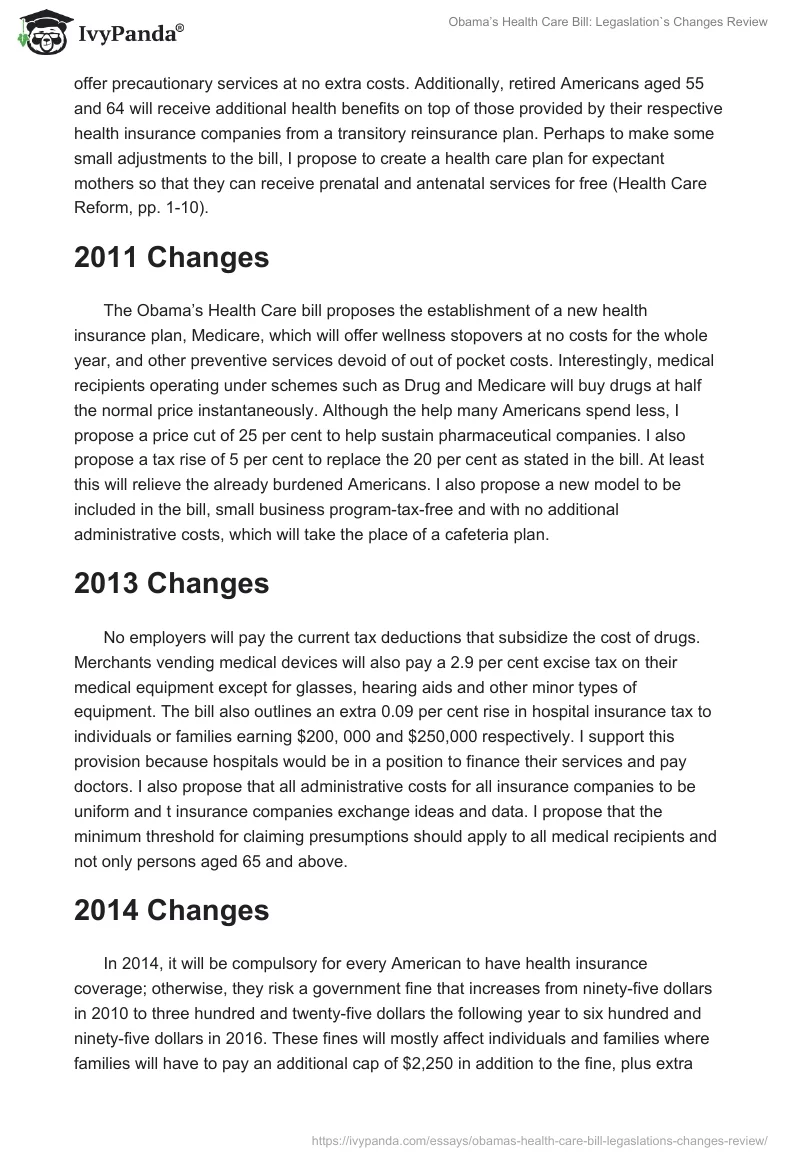 Obama’s Health Care Bill: Legaslation`s Changes Review. Page 2