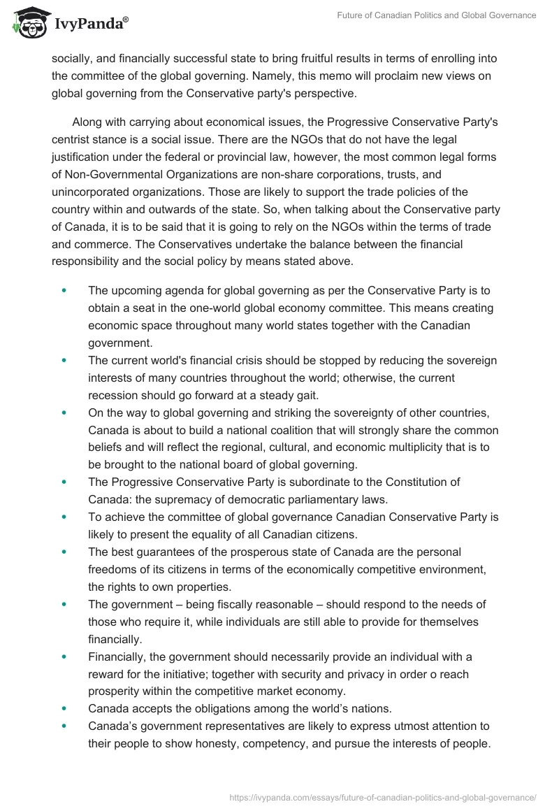 Future of Canadian Politics and Global Governance. Page 3