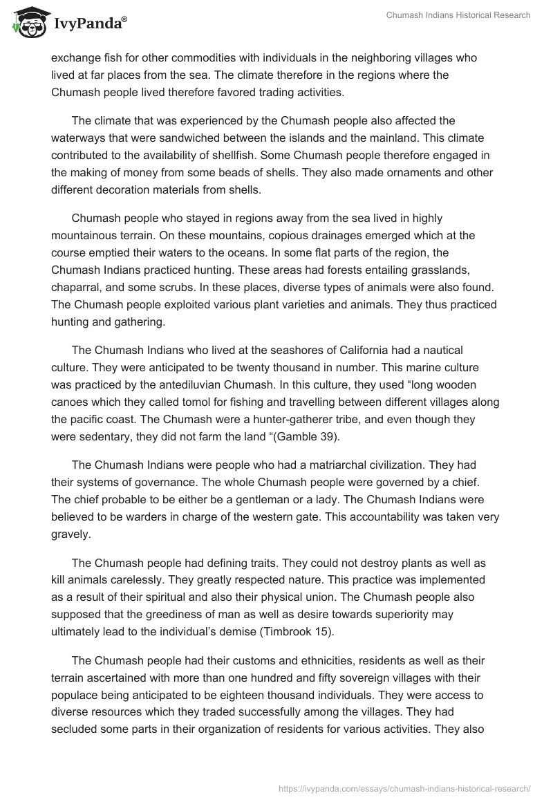 Chumash Indians Historical Research. Page 2