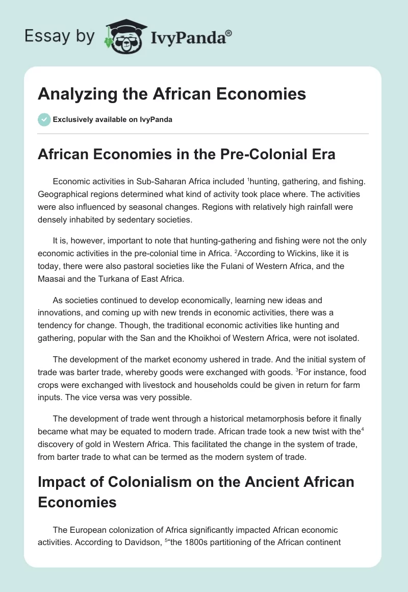 Analyzing the African Economies. Page 1
