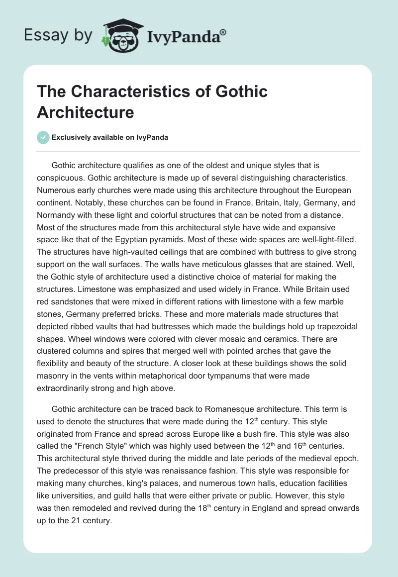 The Characteristics of Gothic Architecture. Page 1