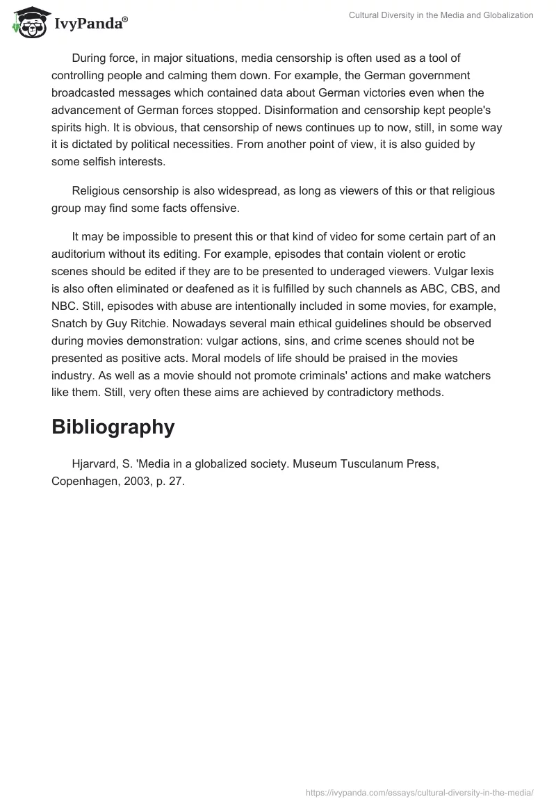 Cultural Diversity in the Media and Globalization. Page 2