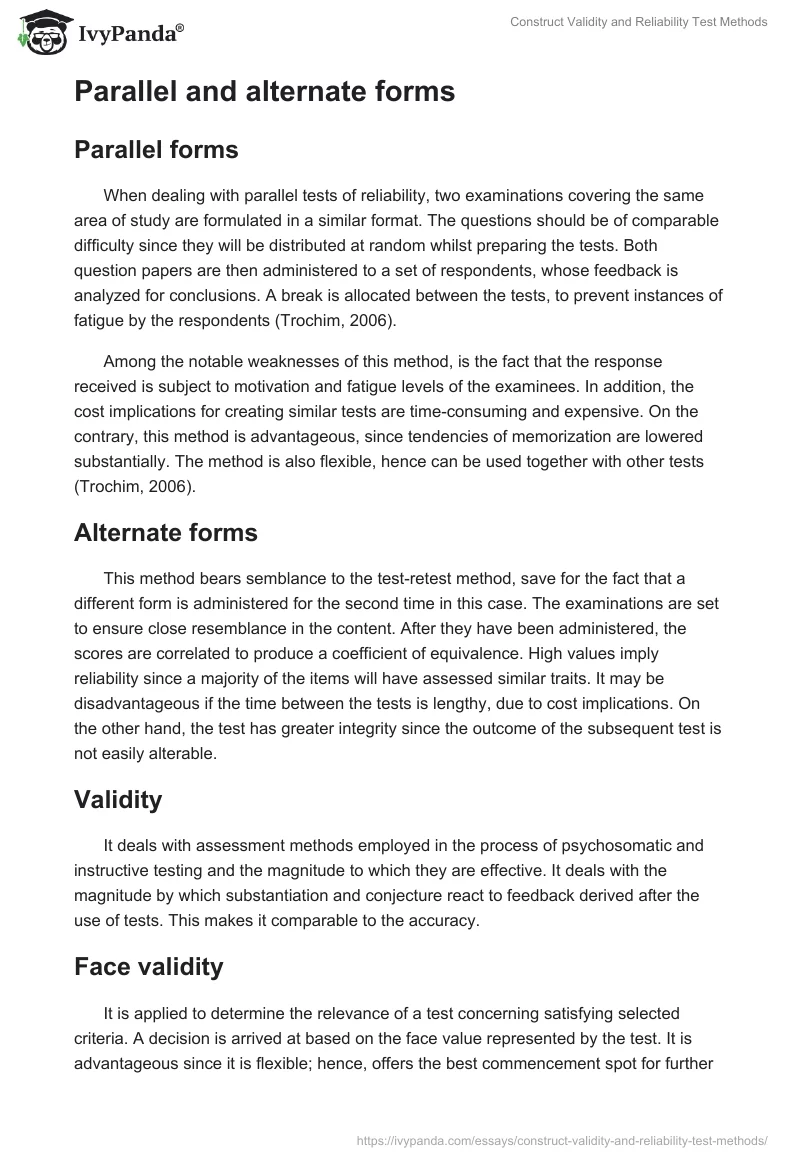 Construct Validity and Reliability Test Methods. Page 2