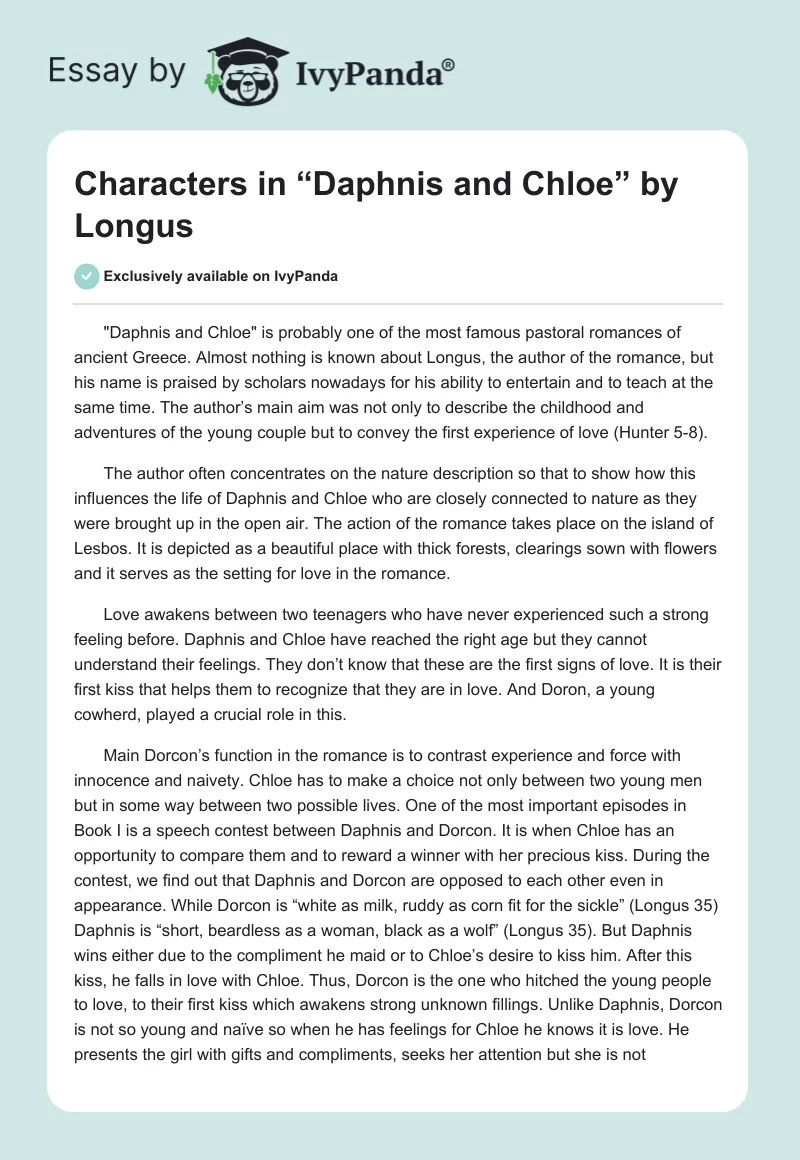 Characters in “Daphnis and Chloe” by Longus. Page 1
