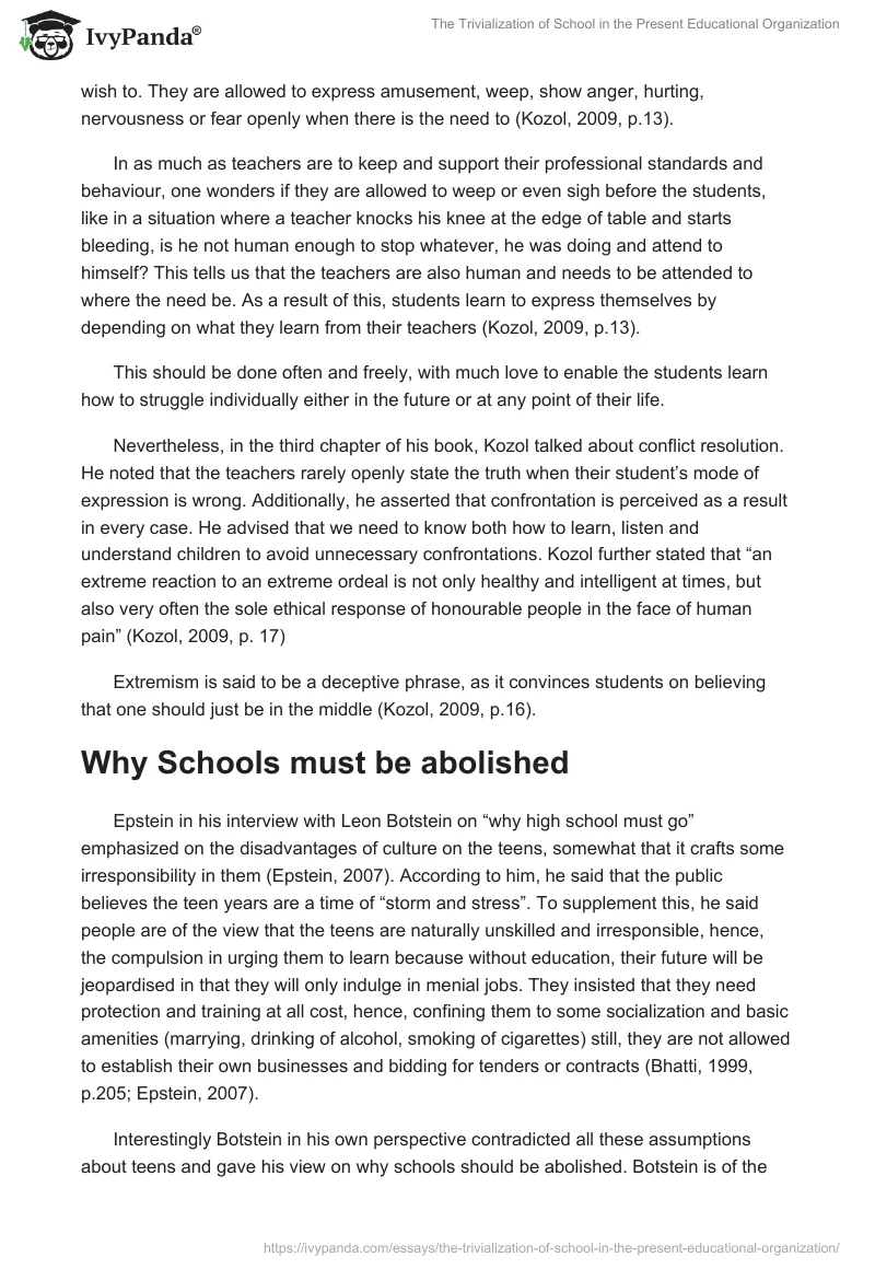 The Trivialization of School in the Present Educational Organization. Page 3
