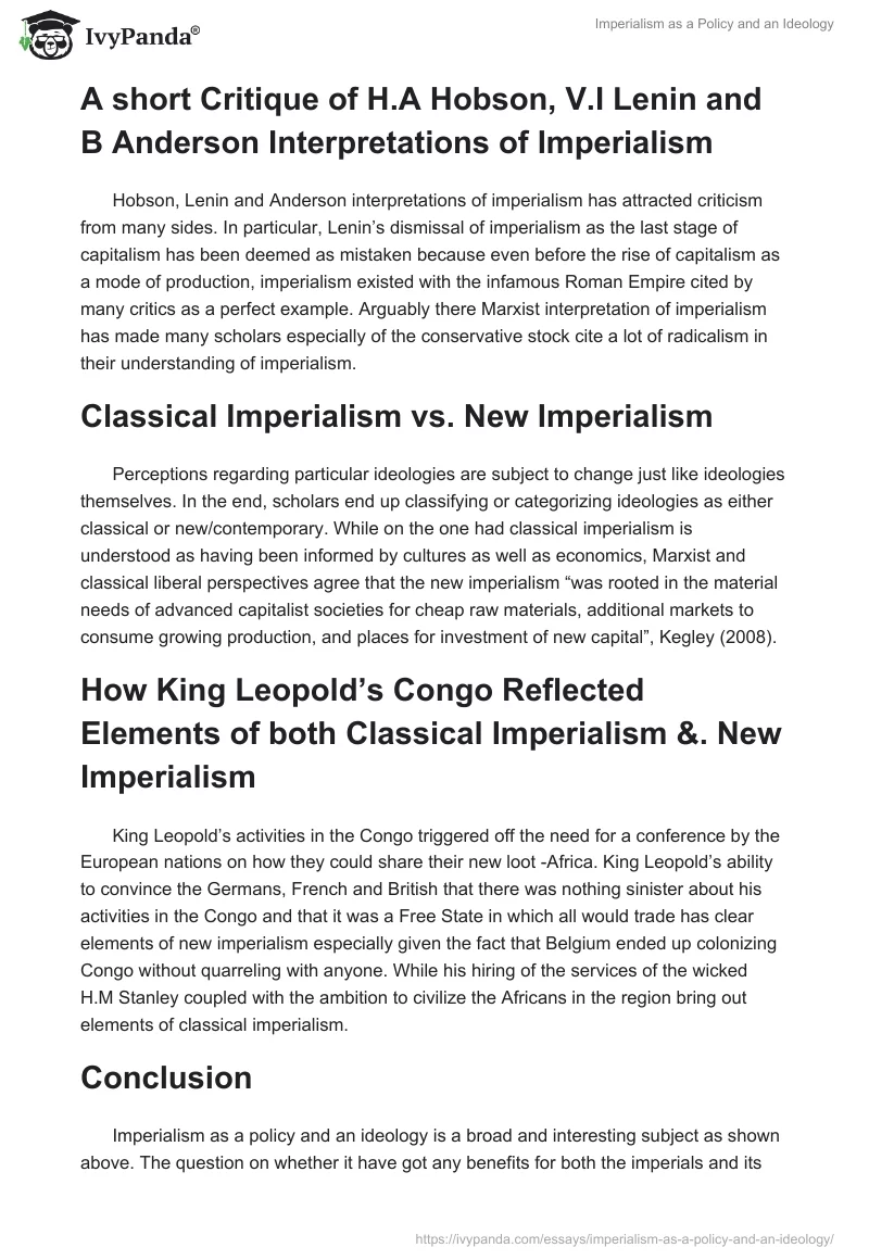 Imperialism as a Policy and an Ideology. Page 3