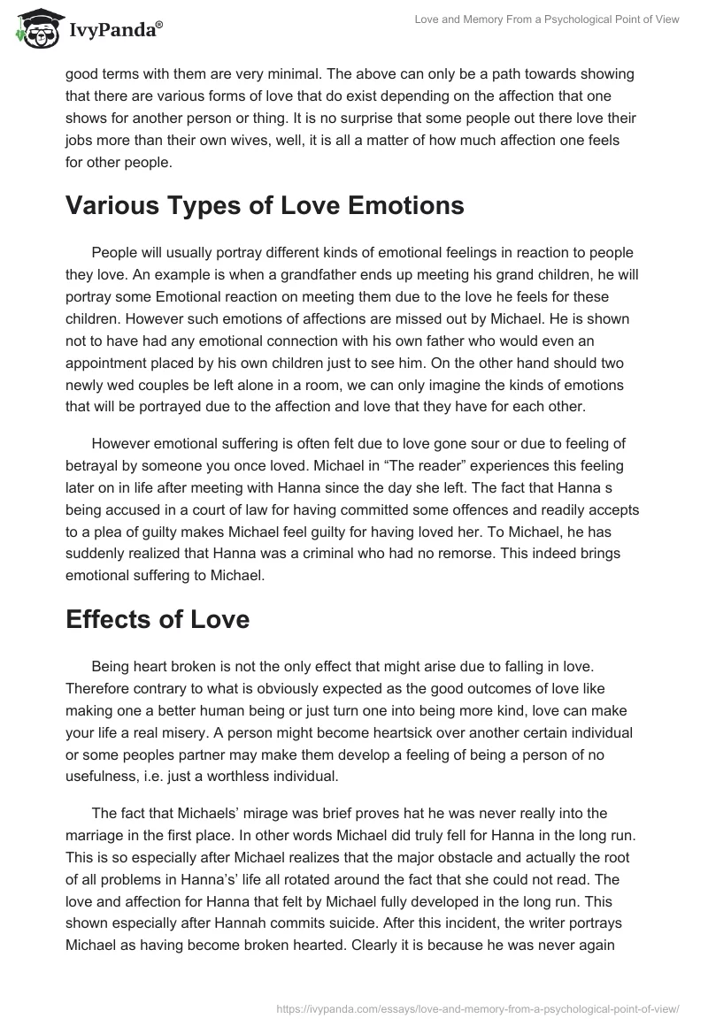 Love and Memory From a Psychological Point of View. Page 3