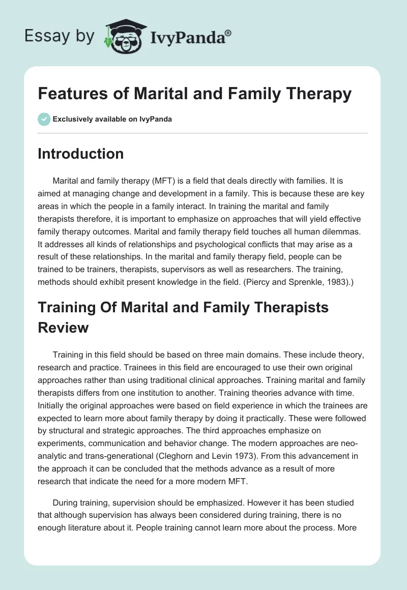Features of Marital and Family Therapy. Page 1