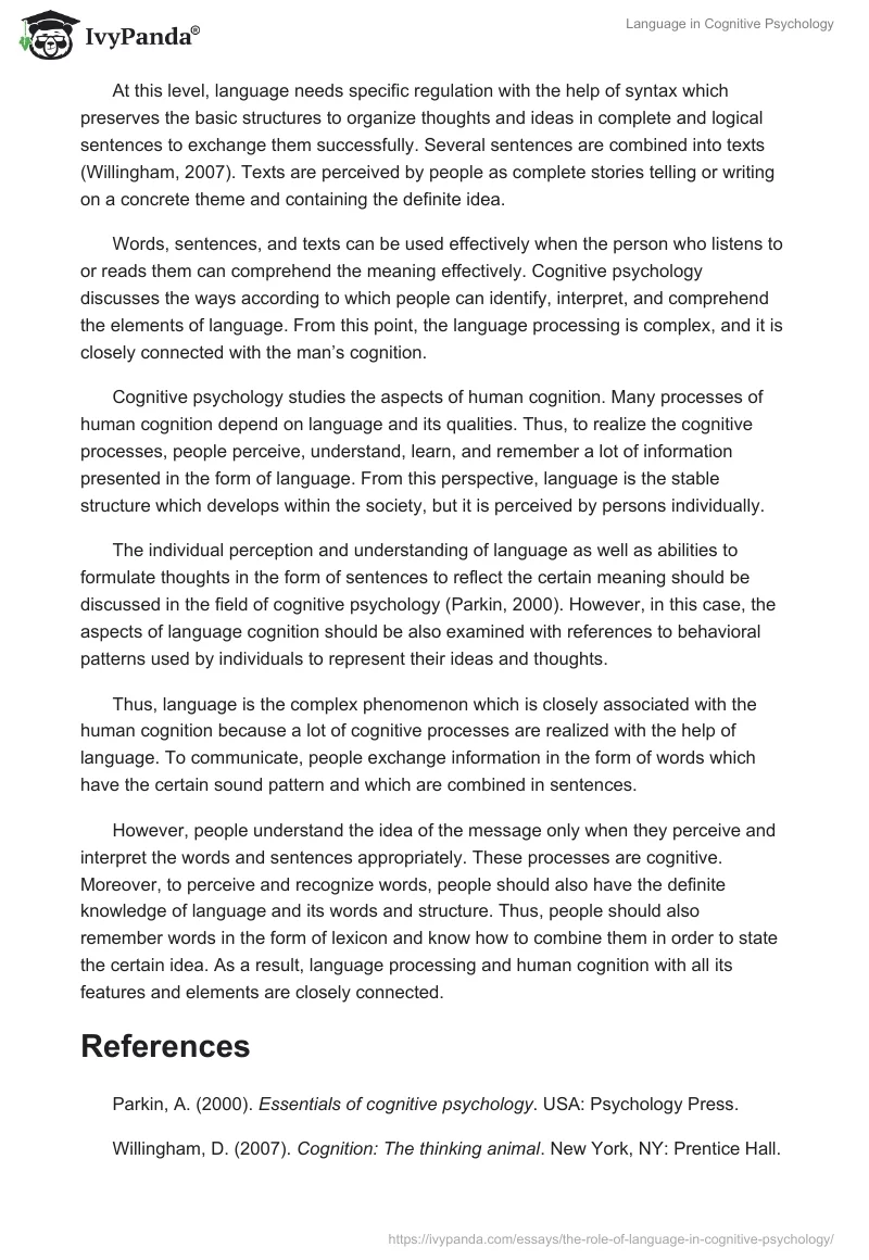 Language in Cognitive Psychology. Page 3