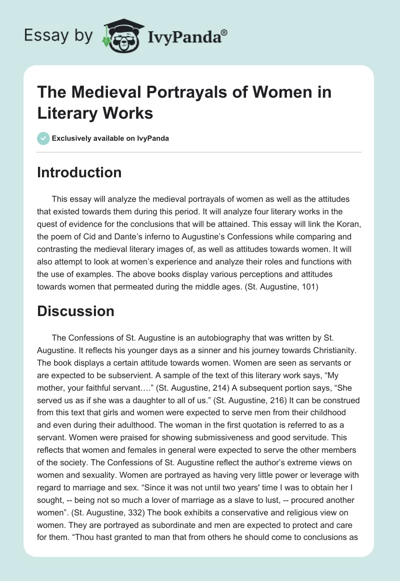 The Medieval Portrayals of Women in Literary Works. Page 1