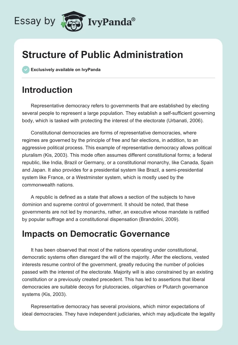 Structure of Public Administration. Page 1