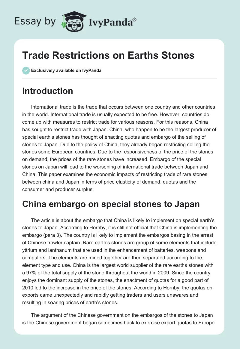 Trade Restrictions on Earths Stones. Page 1
