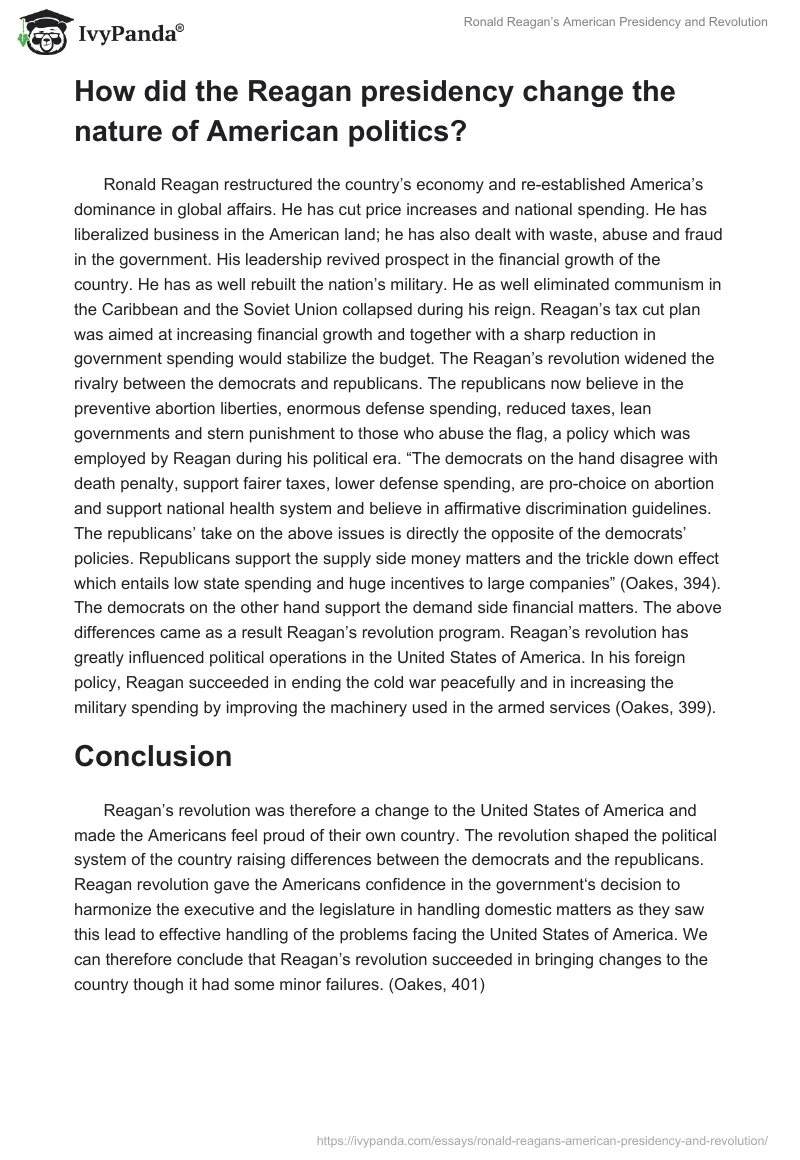 Ronald Reagan’s American Presidency and Revolution. Page 3