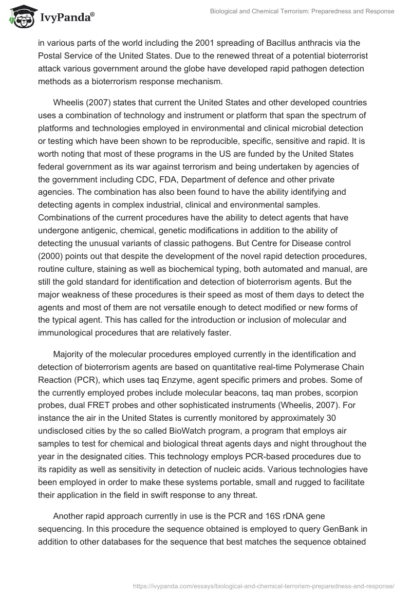 Biological and Chemical Terrorism: Preparedness and Response. Page 2
