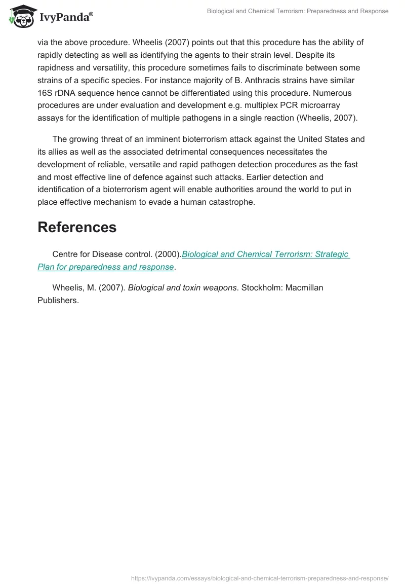 Biological and Chemical Terrorism: Preparedness and Response. Page 3