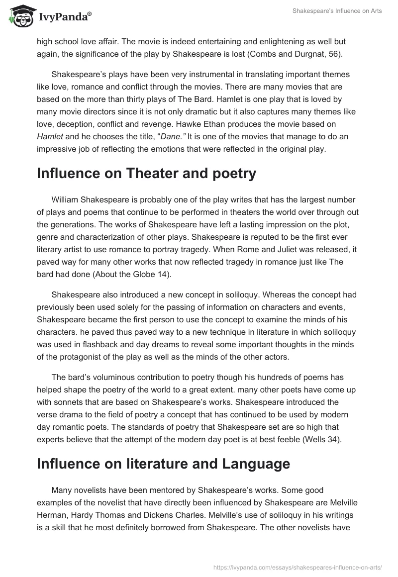 Shakespeare’s Influence on Arts. Page 3