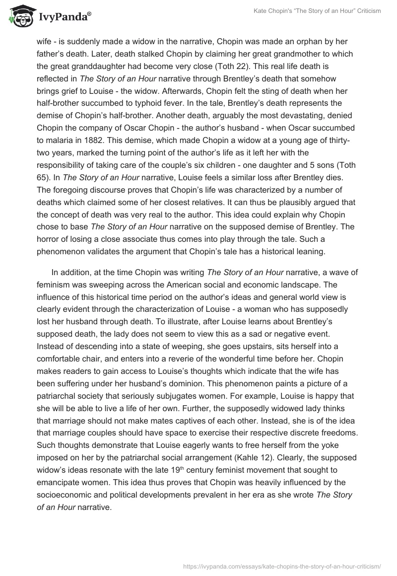 Kate Chopin's “The Story of an Hour” Criticism. Page 2