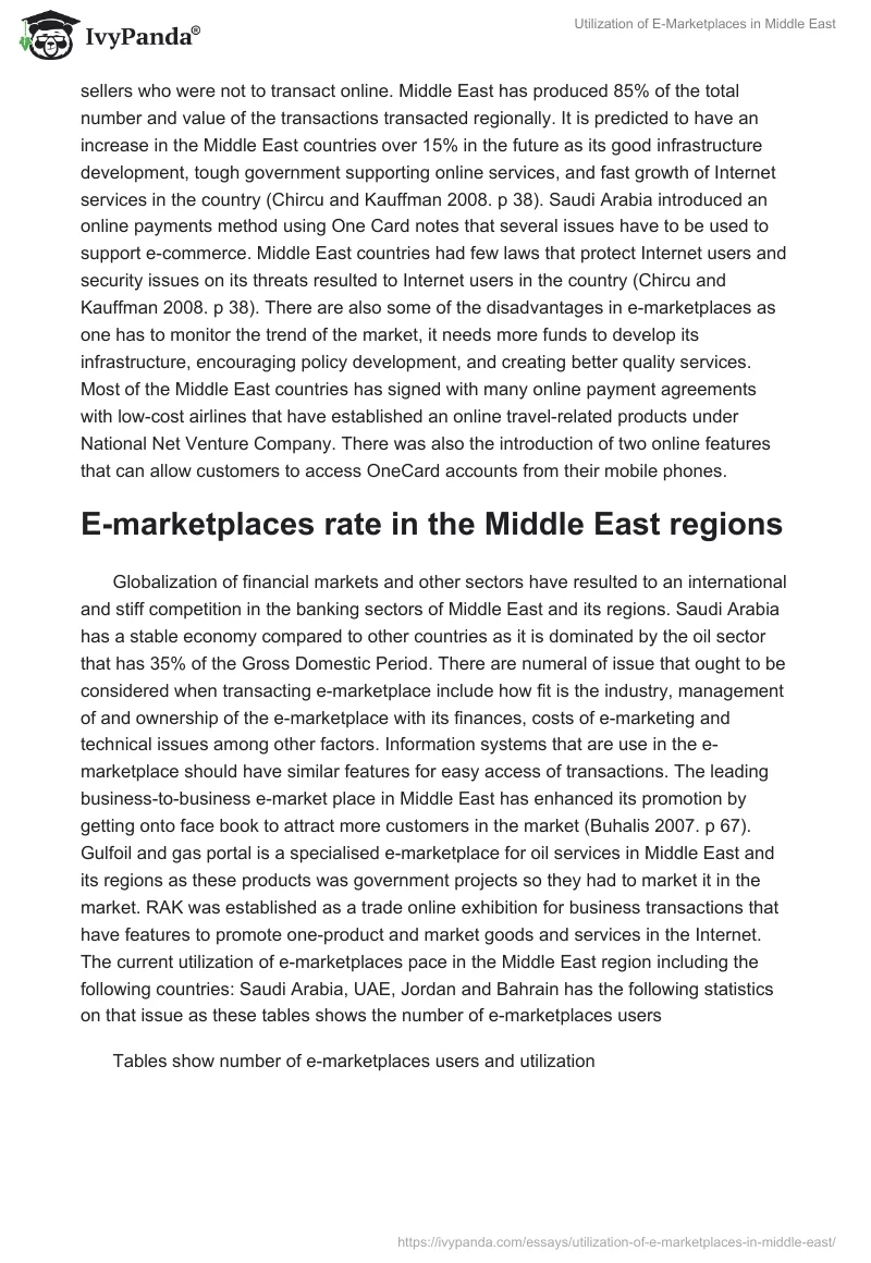 Utilization of E-Marketplaces in Middle East. Page 2