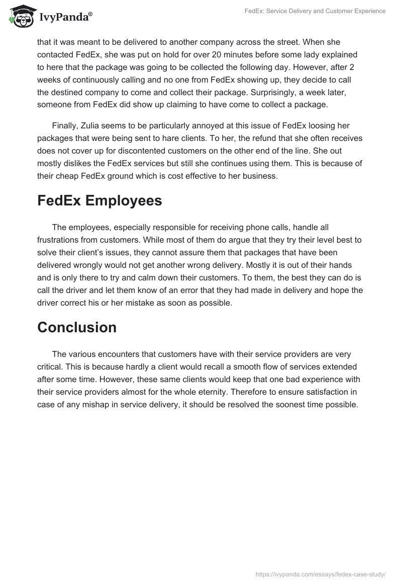 FedEx: Service Delivery and Customer Experience. Page 3