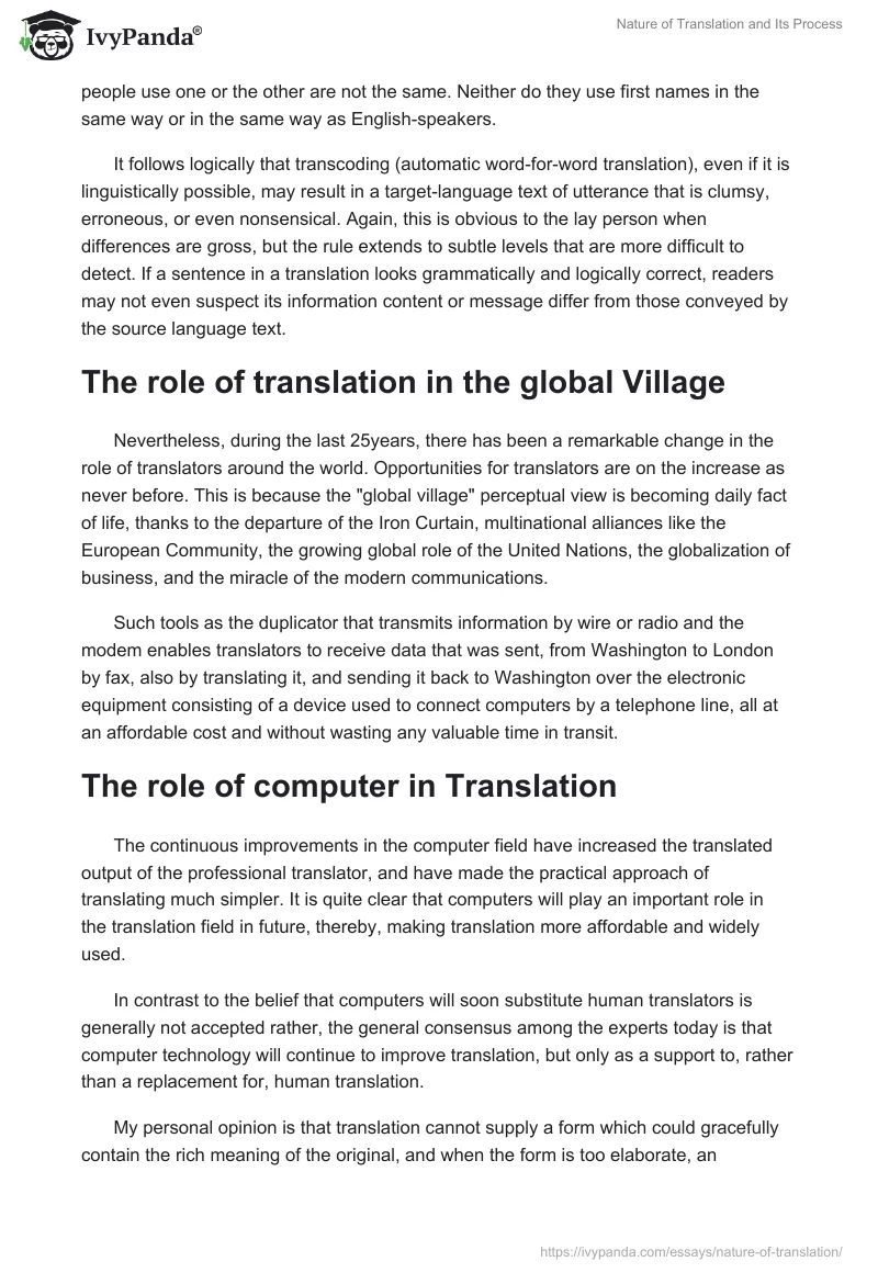 Nature of Translation and Its Process. Page 3