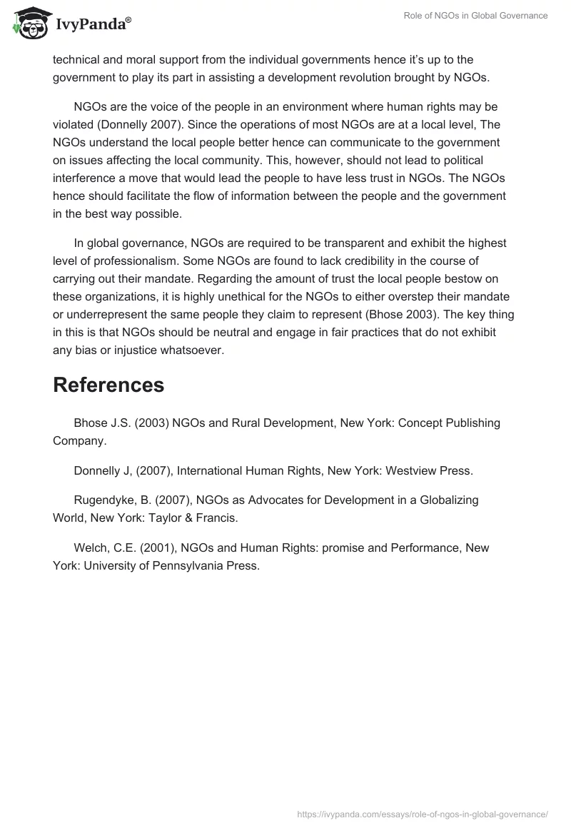 Role of NGOs in Global Governance. Page 2