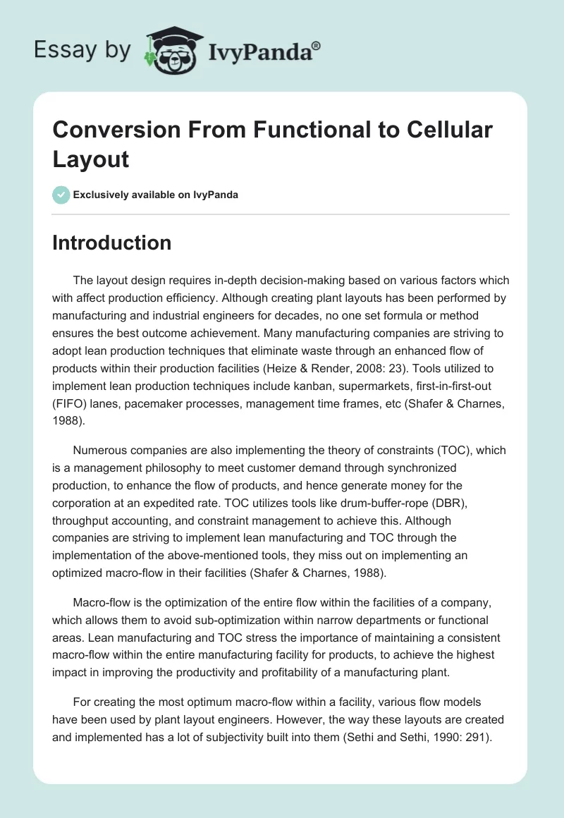 Conversion From Functional to Cellular Layout. Page 1