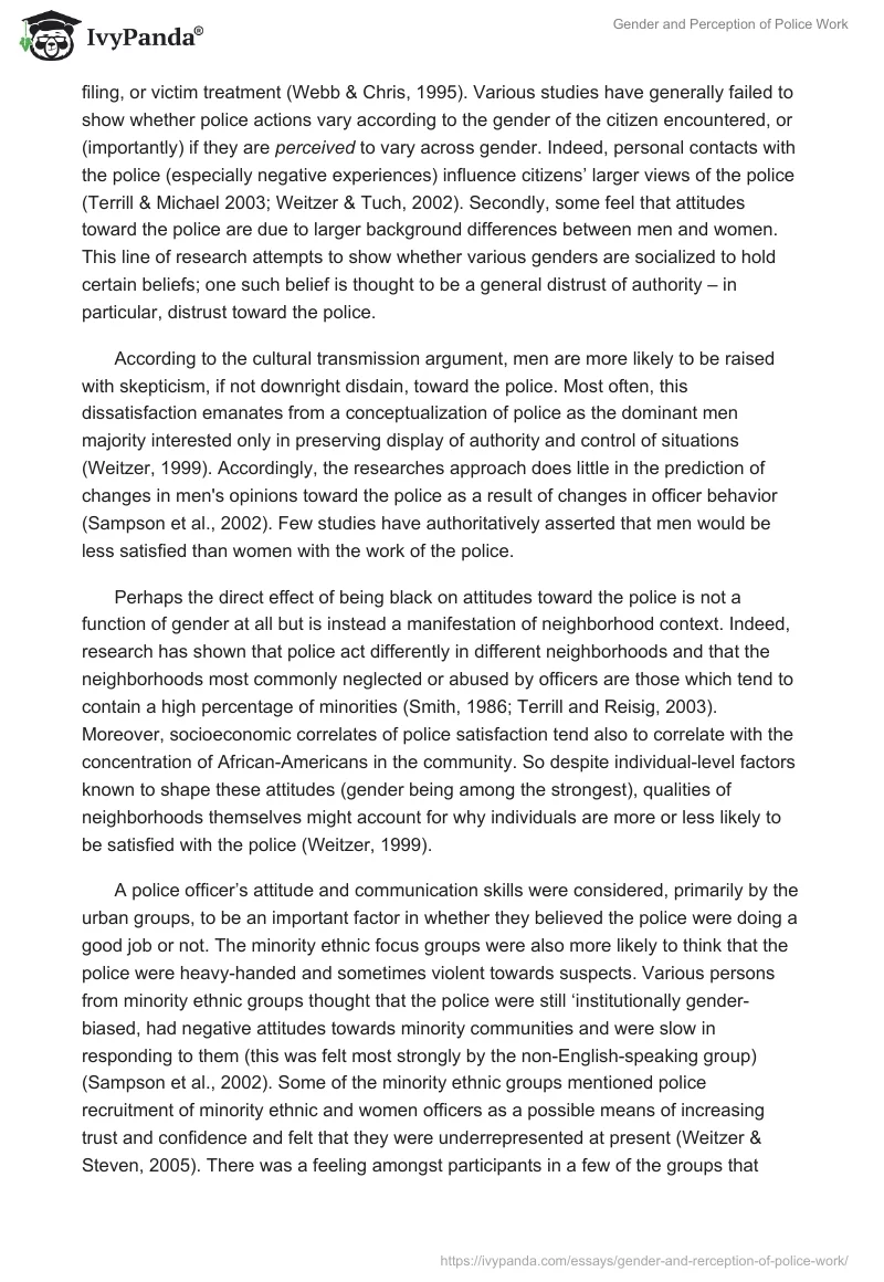 Gender and Perception of Police Work. Page 4